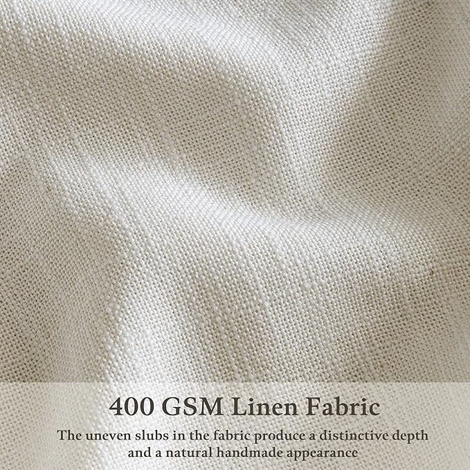 126 Inch Long Pinch Pleat Natural Light Filter Linen Curtains 50 Inch Wide | - Image 3