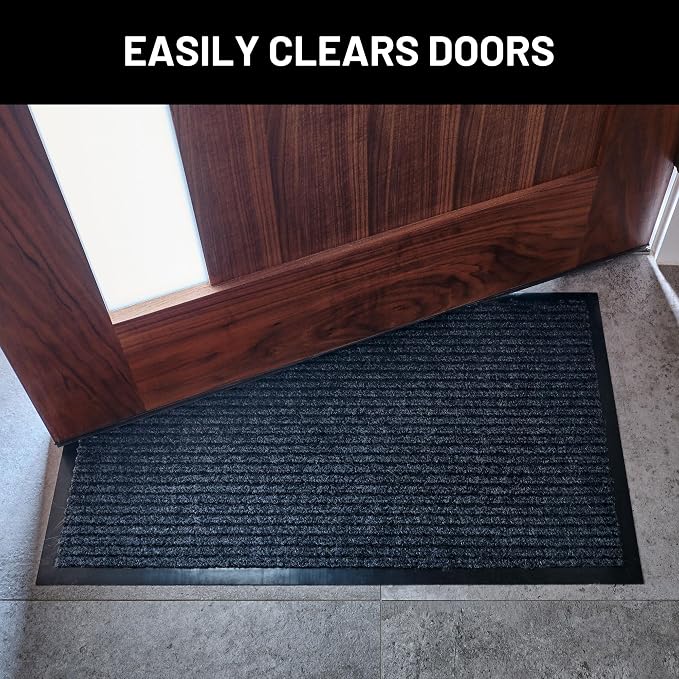 Front Door Mat, Indoor Outdoor Welcome Entryway Doormat, 30x17 Steel Gray | - Image 4