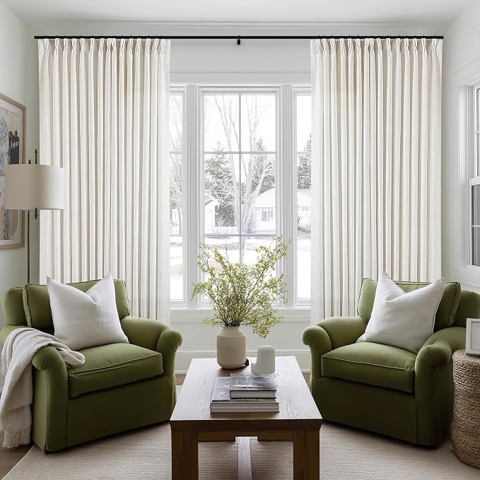 Natural Pinch Pleated Linen 84 Inch Curtains 100 Inch Width | Extra Wide - Image 8