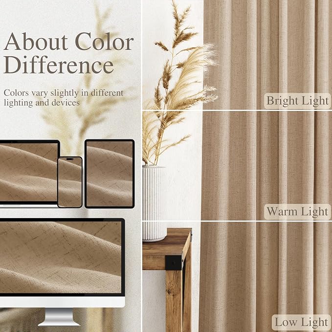 Sand Beige Curtains 63 Inch Length - Image 3