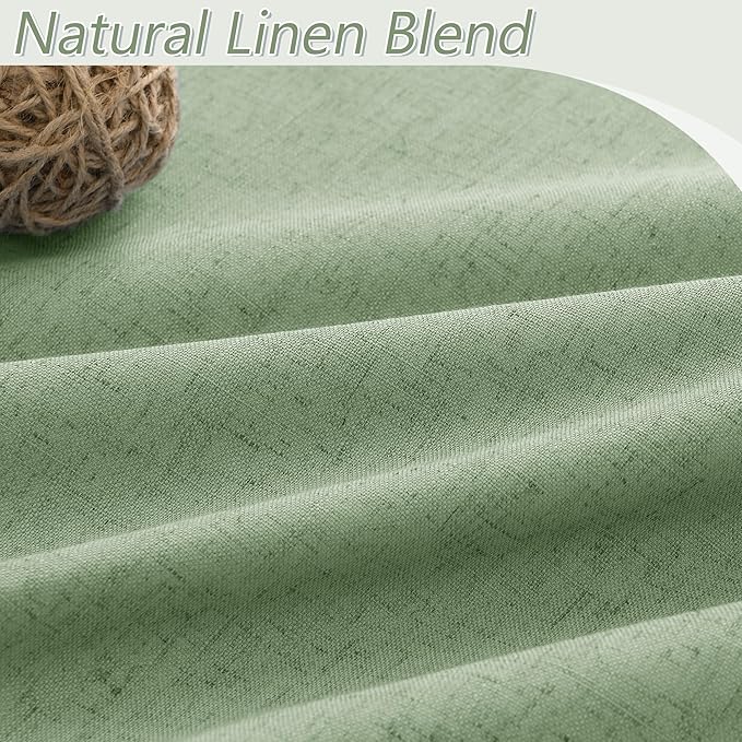 Light Sage 100% Blackout Linen Curtains 96 Inch Length 2 Panels Set - Image 3