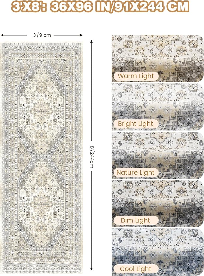 3x8 Runner Rug Non Slip Washable Rugs - Image 2