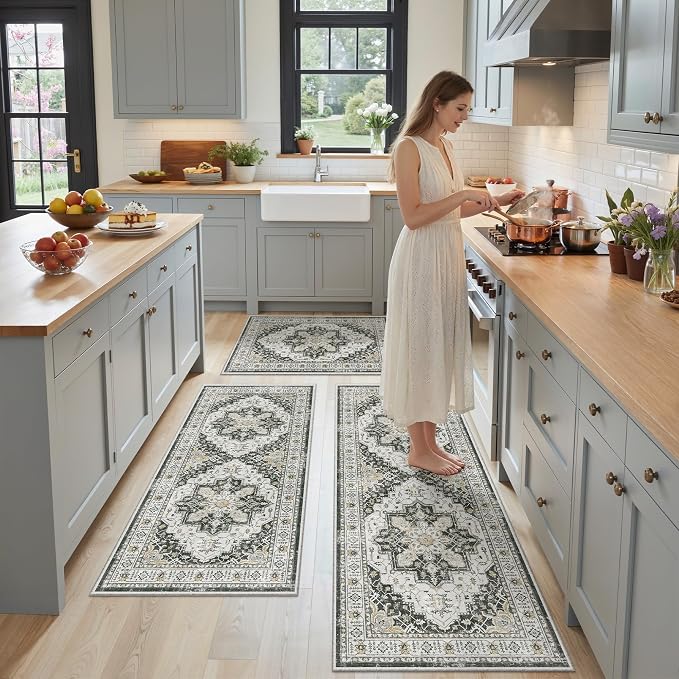 Madane Washable Kitchen Rug Set of 3 Small Area Rugs Non-Slip - Image 3