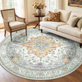 RELEANY Washable Area Rug, Round 6ft, Water Repellent, Pet Friendly, Vintage by RELEANY