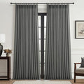 Natural Linen Semi Sheer Ceiling Curtains 102 Inches Long 2 Panels by PleatedDrapes