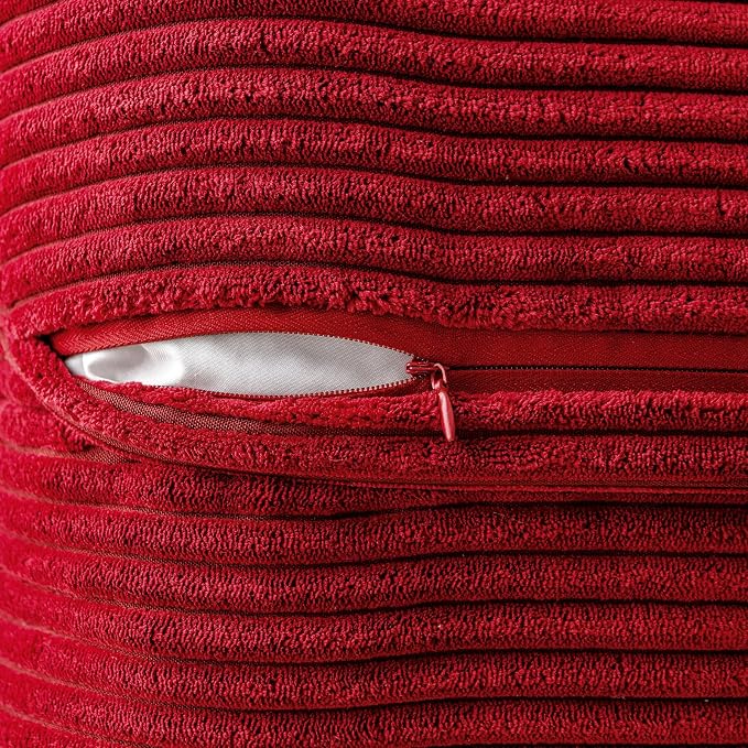 MIULEE Decorative Euro Sham Throw Pillow Covers 24x24 Inch Red 2 Pack | Boho - Image 5