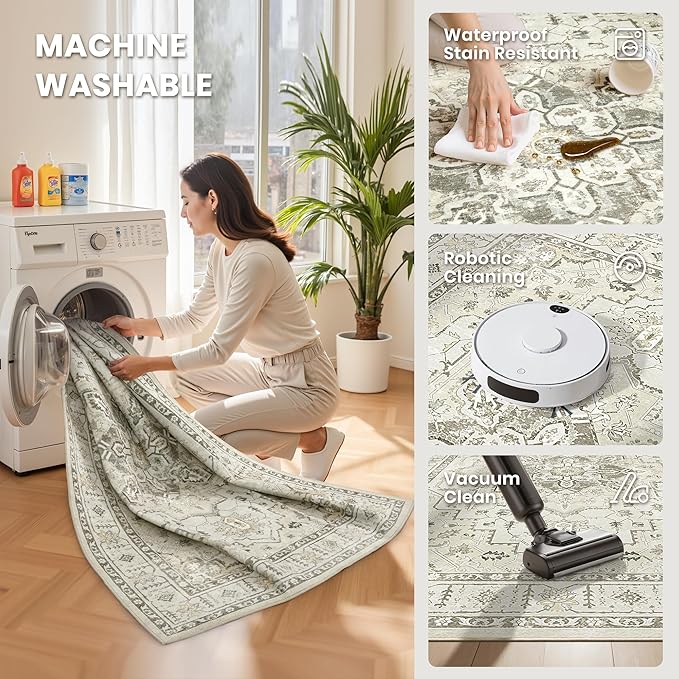 8x10 Area Rugs for Living Room, Large Washable Rug, Dining Room, Low Pile - Image 5