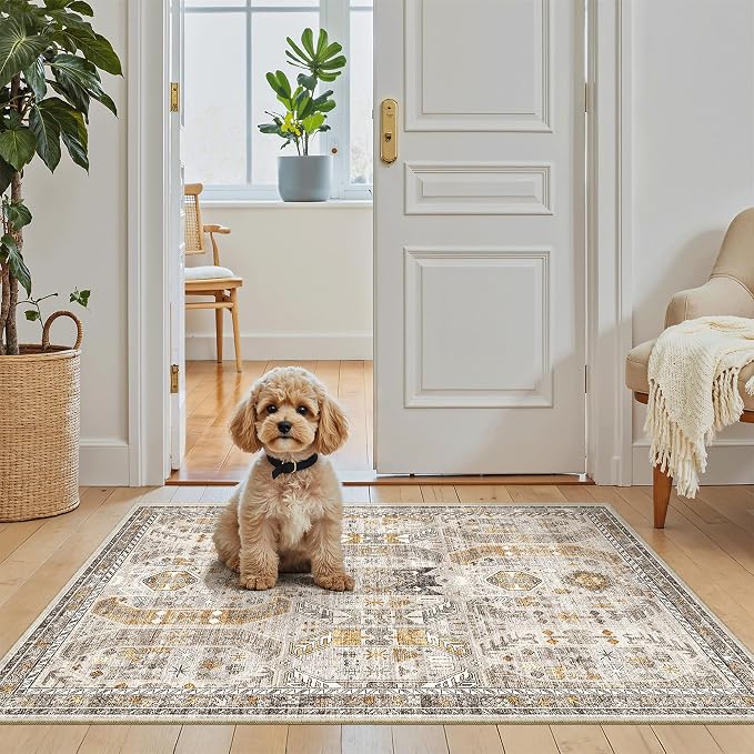 Madane Washable Area Rug 2x3 Small Entryway Rugs Non-Slip, Low Pile Floor Carpet by Madane
