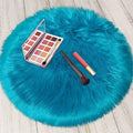 2ft Small Round Blue Rug, Thick Furry Fluffy Carpet by TENNOLA