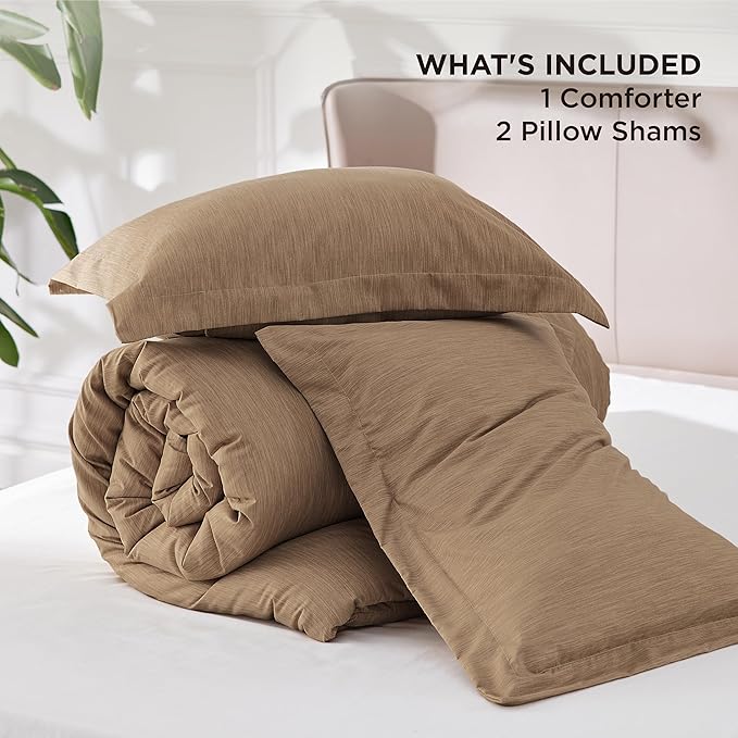 Bedsure California King Comforter Set - Brown Soft Bedding for All Seasons, Cationic Dyed Bed Set, 3 Pieces, 1 California King Size Comforter (104"x96") and 2 Pillow Shams (20"x36"+2")