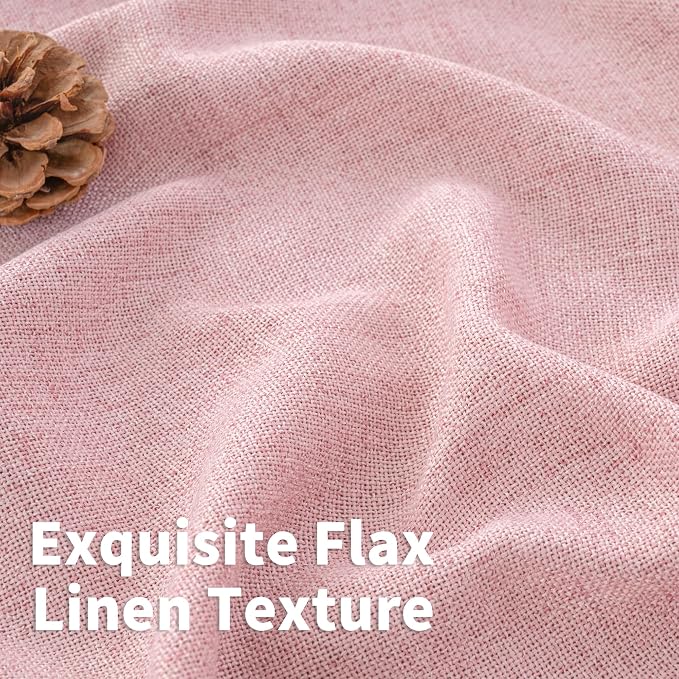 YoungsTex Light Pink Linen Curtains 84 Inch Length - Image 5