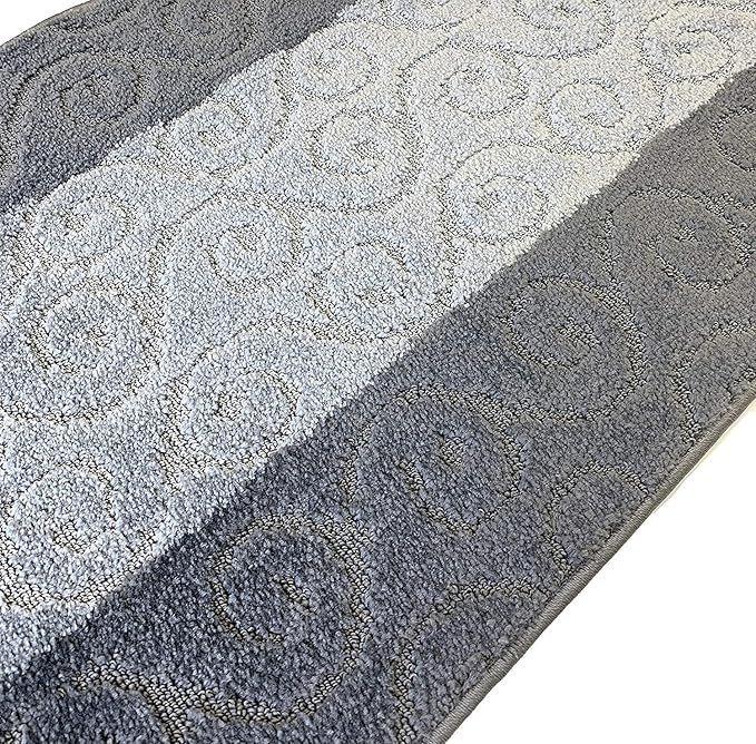 Custom Size Modern Runner Rug Carpet for Hallway Entryway Foyer Kitchen, Slip Resistant Latex Rubber Backed 31 inch Wide X Customized Length, Scroll Grey, 31 inch X 7 feet