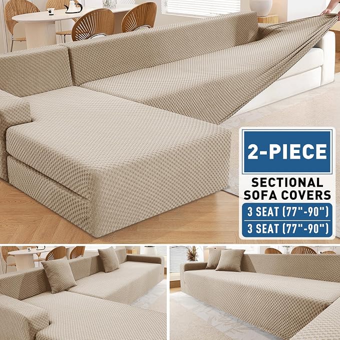 ZNSAYOTX Sectional Couch Covers, Stretch Jacquard Slipcovers - Image 4