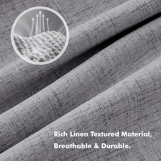 MIULEE 100% Blackout Linen Curtains 42 x 90 Inch Glacier Gray 2 Panels | - Image 3