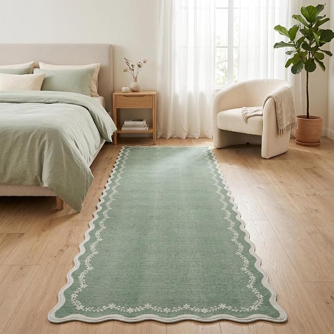GarveeHome 2.5x10 Scalloped Washable Runner Rug Long Hallway Kitchen Rug | Soft - Image 4