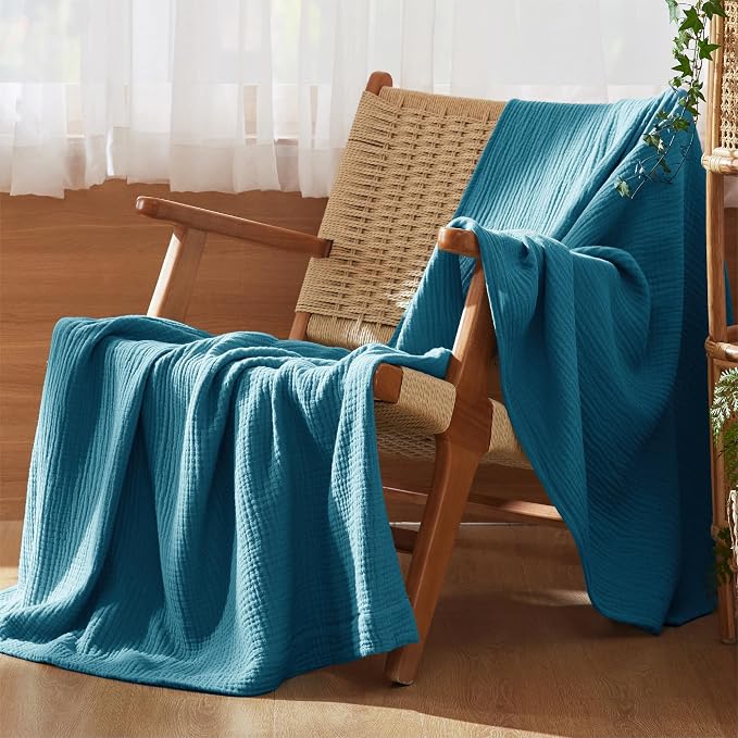 Bedsure 100% Cotton Muslin Throw Blanket Large 50x70 Inches - Image 5