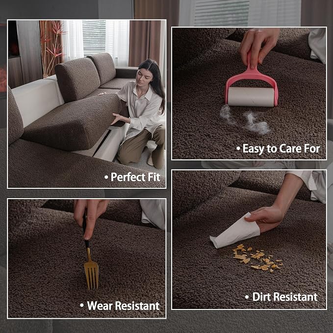 OHSIO Couch Cushion Covers for Sectional Sofa, Stretch Soft Sofa Slipcovers - Image 3