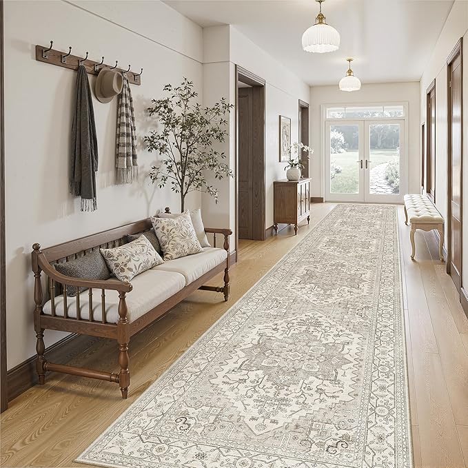 Madane Hallway Runner Rug 2'6''x14' Kitchen Runners Vintage, Soft Low Pile - Image 4