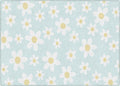 Flagship Carpets Schoolgirl Style White Daisies on Blue Educational Area Rug for Kids Room Seating Décor, Children's Classroom, Play Carpet for Teaching and Playroom, 5' x 7'6"