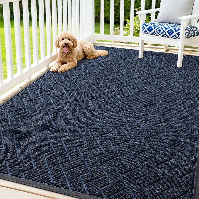 OLANLY Front Door Mat Outside 71x47, All-Season Absorbent Rubber Doormat | Blue by OLANLY