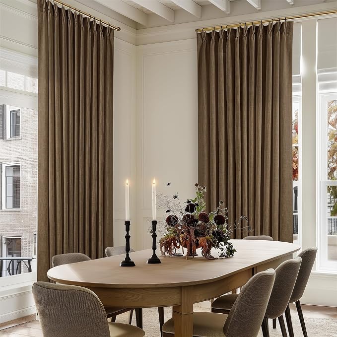Extra Wide 102 Inch Long Pleat Curtains 70 Inch Wide Dutch Cocoa | Pinch Pleat - Image 6