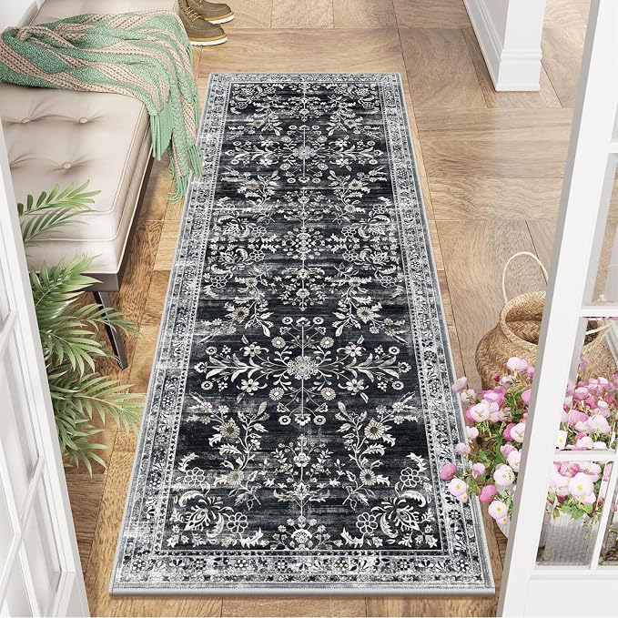 Yamaziot 2x6 Washable Hallway Runner Rug Non Slip Floral Carpet, Stain Resistant - Image 8
