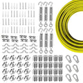 Globe String Light Suspension Kit, Outdoor Light Guide Wire, Vinyl Coated Stainless Steel Steel Cable，Include 300ft Transparent PVC and 304 Stainless Steel Wire Cable, Turnbuckle and Hooks