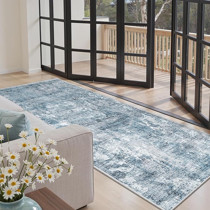 Soalmost Abstract Runner Rug 3x6 Hallway Kitchen Rugs Non-Slip, Foldable by Soalmost