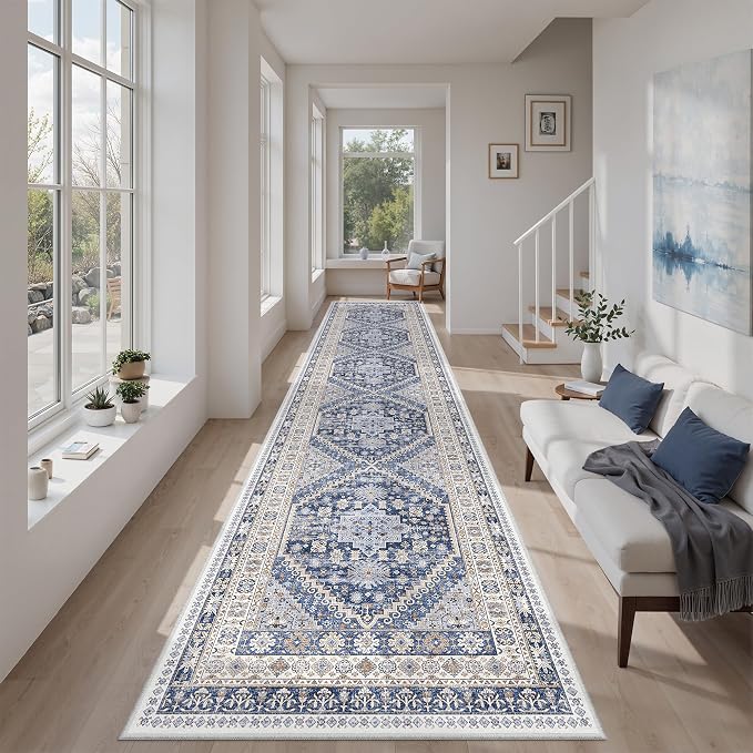 2'6 x 12' Runner Rug Non Slip, Washable Kitchen Rugs, Living Room, Long Rug by Zesthome