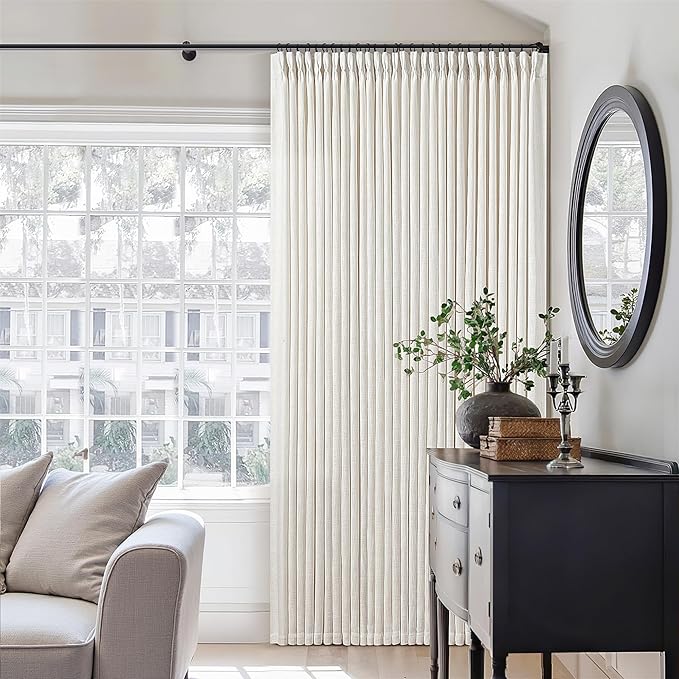 Natural Pinch Pleat Linen Curtains 120 Inches Long 70 Inch Wide | Extra Wide - Image 9