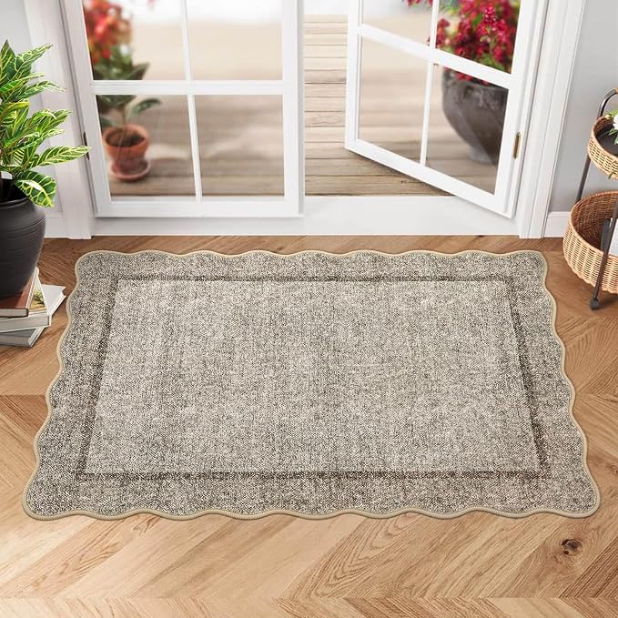 GarveeHome Small Area Rug 2x3 Scalloped Entry Rug Washable - Image 2