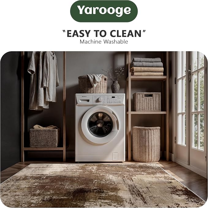 6x6 Area Rugs - Modern Abstract Washable Rug, Ultra Soft Non Slip Low Pile - Image 6