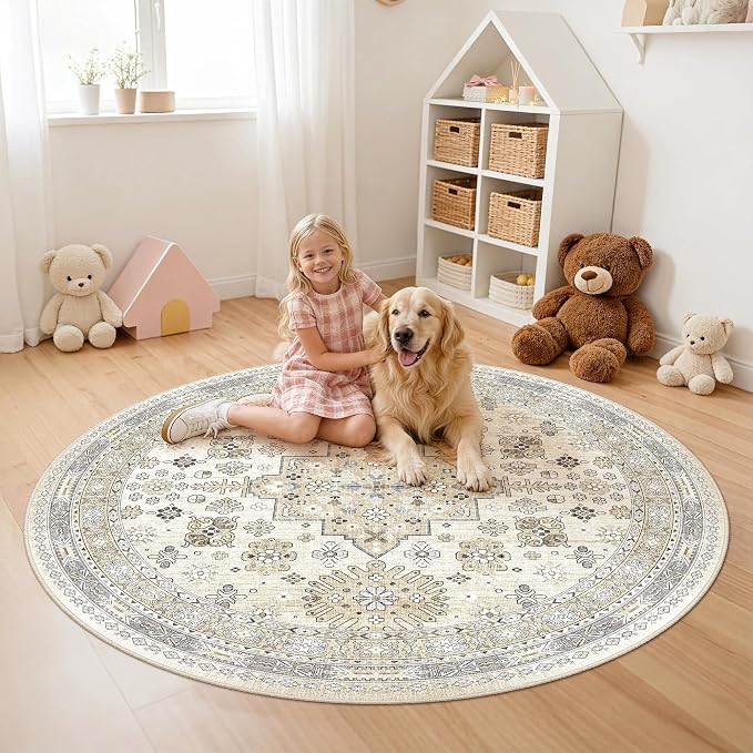 Round Rug 6ft, Circle Rug for Dining Room Table, Dining Room, Nursery Room - Image 8