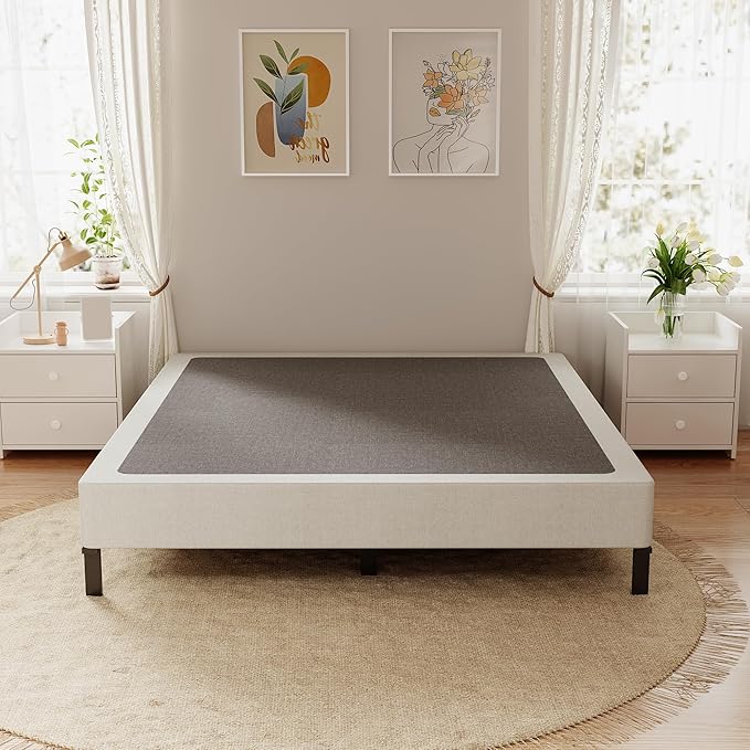 Full Size Box Spring, 7 Inch Full Size Box Spring Only, 3000 lbs Heavy Duty Metal Frame Mattress Foundation with Fabric Cover, Easy Assembly-Noise Free
