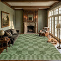GarveeHome Moss Green Checkered Rug 6x9 Area Rugs Living Room Washable Rug | by GarveeHome