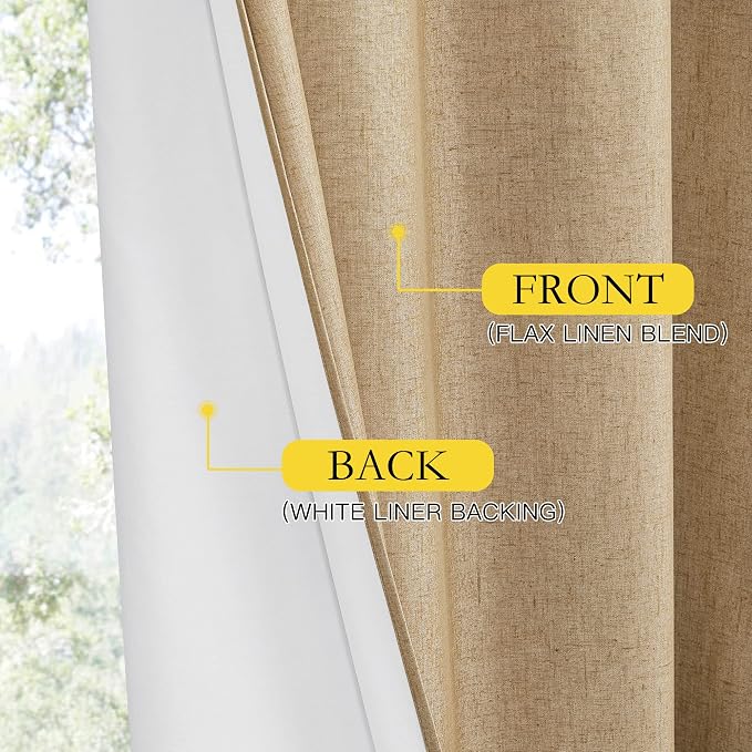 NICETOWN 100% Blackout Linen Curtains - Image 7