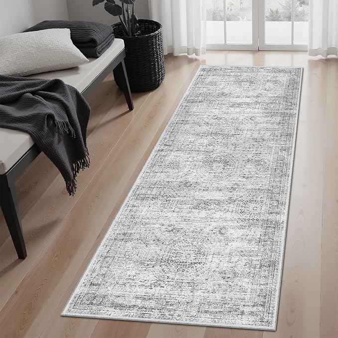 Soalmost Runner Rug 2x6 Washable Kitchen Hallway Runners Non-Slip Grey | Soft - Image 2