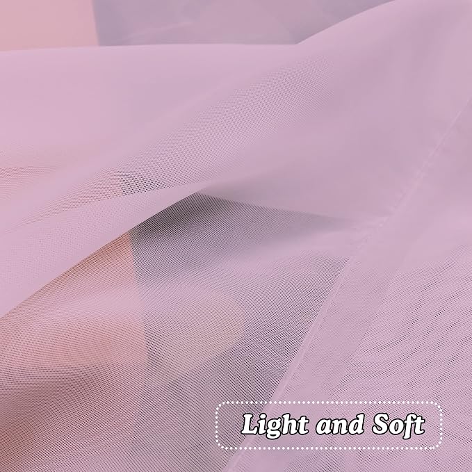 Light Pink Sheer Curtains 36 inch Length Kitchen Tiers Short Voile - Image 4