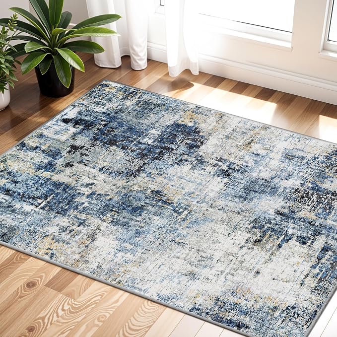 2x3 Small Washable Area Rug: Non-Slip Door Mat Midnight Sky | Dense Low Pile by WIEVEDENS