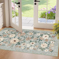 DUKINO 2x4 Entryway Rug, Floral Washable Kitchen Rugs Non Slip, Sage Green | by DUKINO