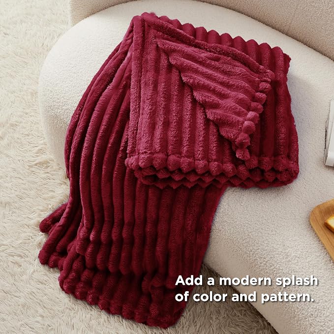 Bedsure Soft Twin XL Blanket for Bed Dorm Deep Red 66"x90" | Birthday Gifts for - Image 4