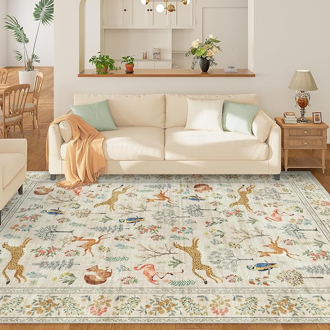 DUKINO 5x7 Area Rugs, Washable Animal Rug - Image 3