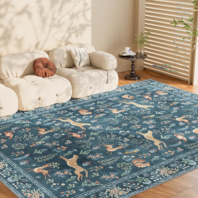 DUKINO 8x10 Area Rugs, Washable Soft Animal Bedroom Rug Non Slip, Low Pile - Image 9