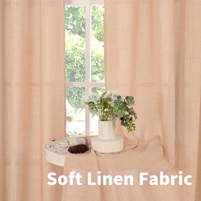 YoungsTex Peach Linen Curtains 72 Inches Long - Image 3