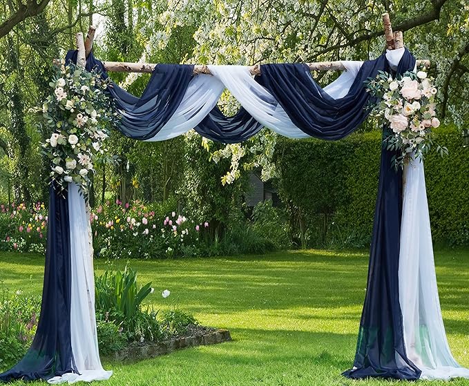 Warm Home Designs Extra Long Navy Blue Sheer Window Scarf. Valance Scarves are 54 X 216 Inches. Great As Wedding Arch Draping Fabric, Bed Canopy Or for Decorative Project. AM Navy 216"