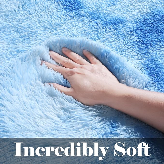 Area Rugs for Bedroom Living Room, Fluffy Fuzzy Shag Shaggy 4x6 Bedside Tie-Dye - Image 2