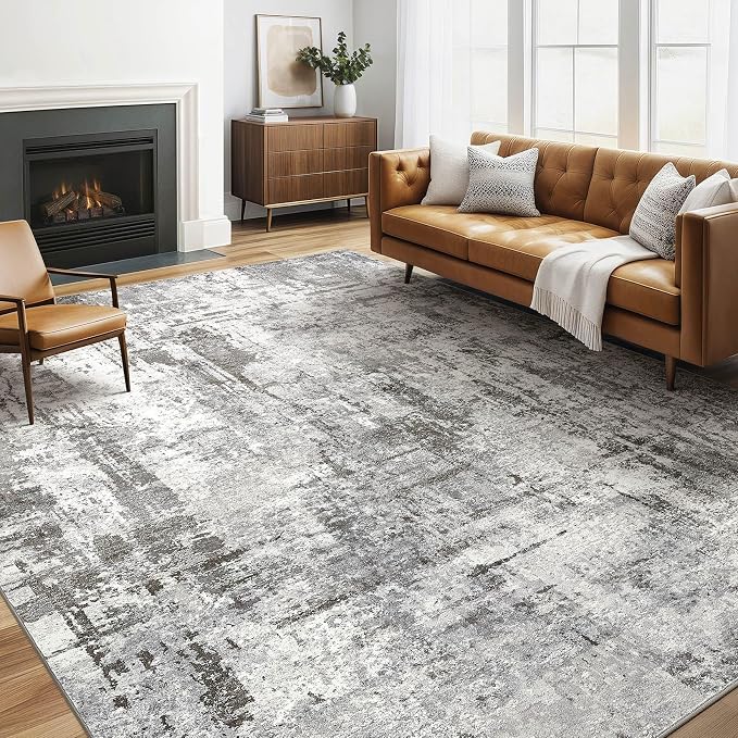 LOONGRUG 5x8 Area Rug Washable Neutral Modern Living Room Rugs Grey Black | by LOONGRUG