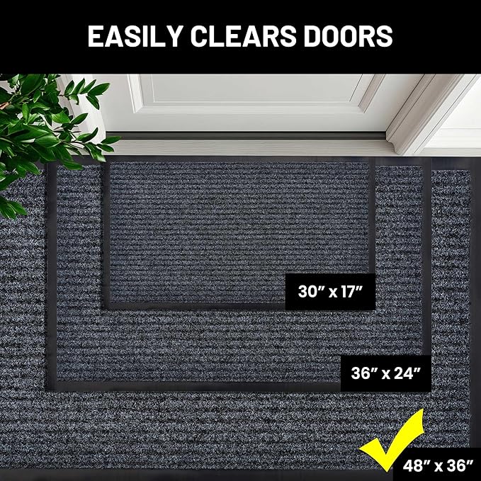 Front Door Mat, Indoor Outdoor Welcome Entryway Doormat, 48x36 Steel Gray | - Image 4