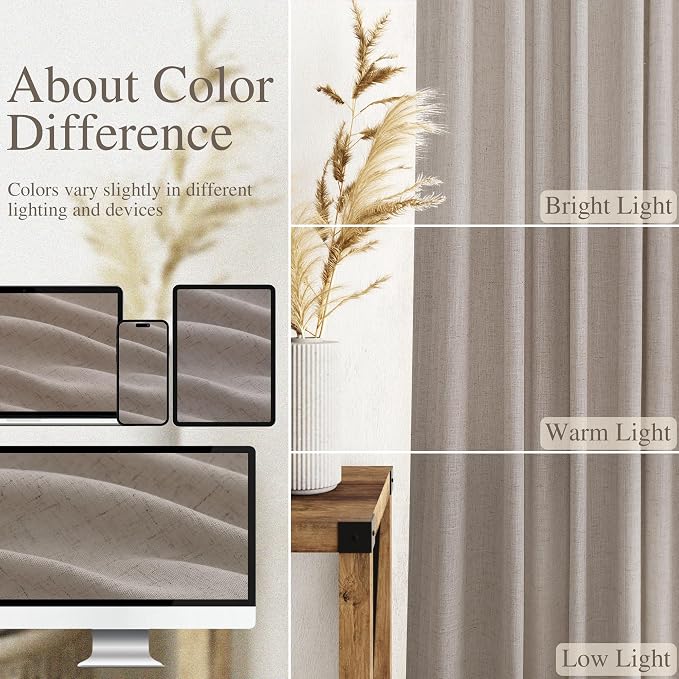 Stone Beige Linen Curtains 96 Inches Long - Image 3