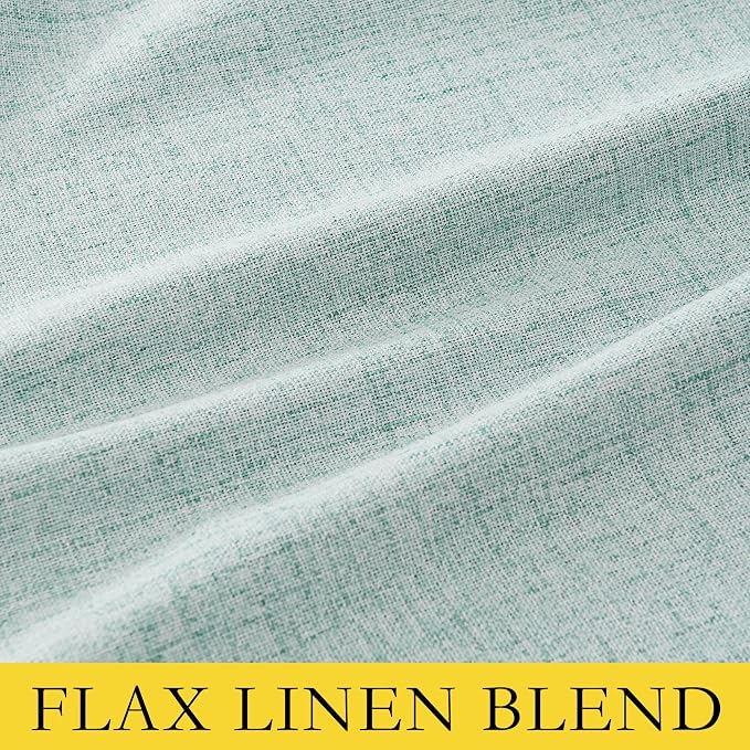 NICETOWN Seafoam Green Blackout Linen Curtains 95" Long, Rod Pocket Back Tab - Image 4